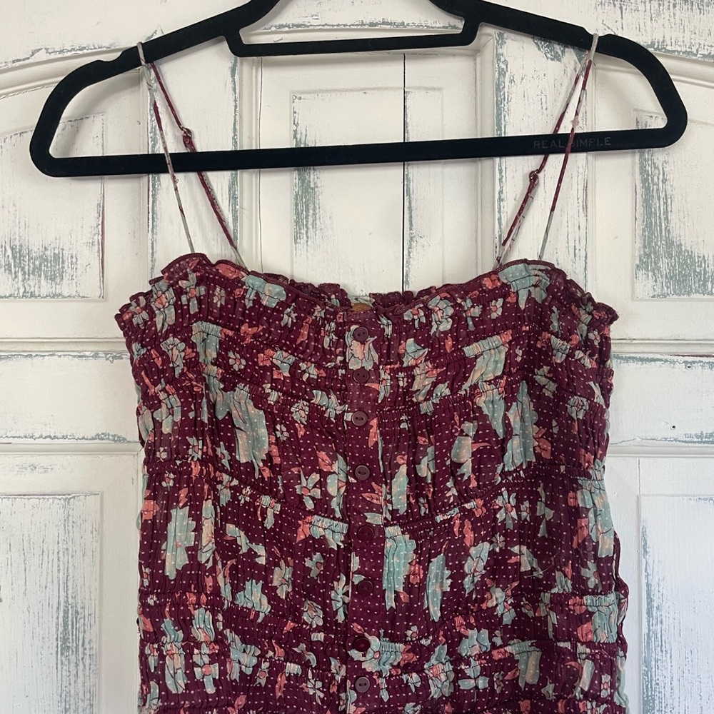 FP Women’s Burgundy Floral Smocked Cami Top